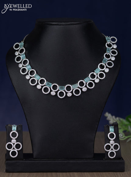 Zircon necklace with mint green and cz stones
