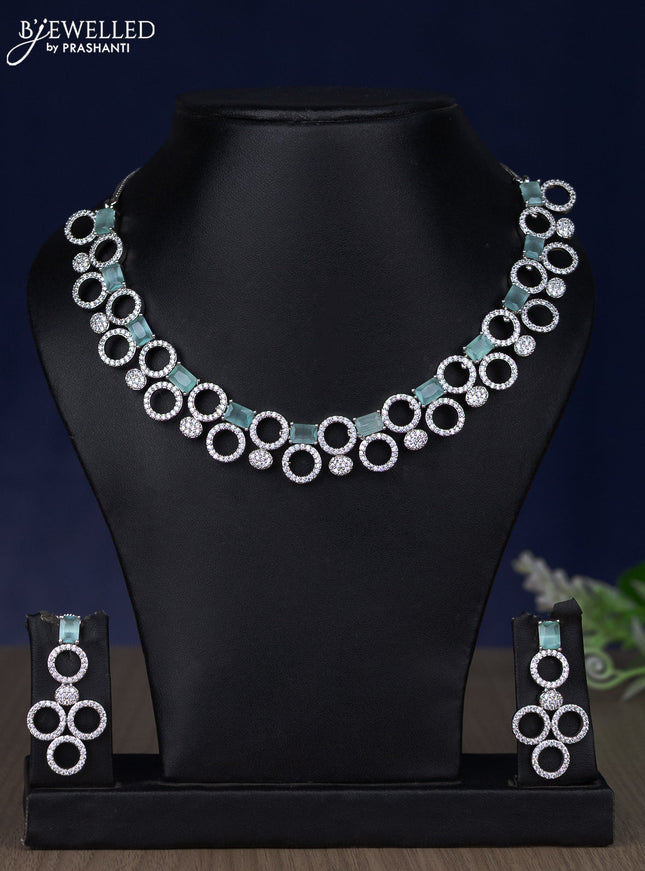 Zircon necklace with mint green and cz stones