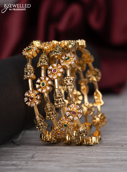 Antique bangle lakshmi design with kemp and cz stones