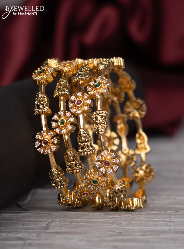 Antique bangle lakshmi design with kemp and cz stones