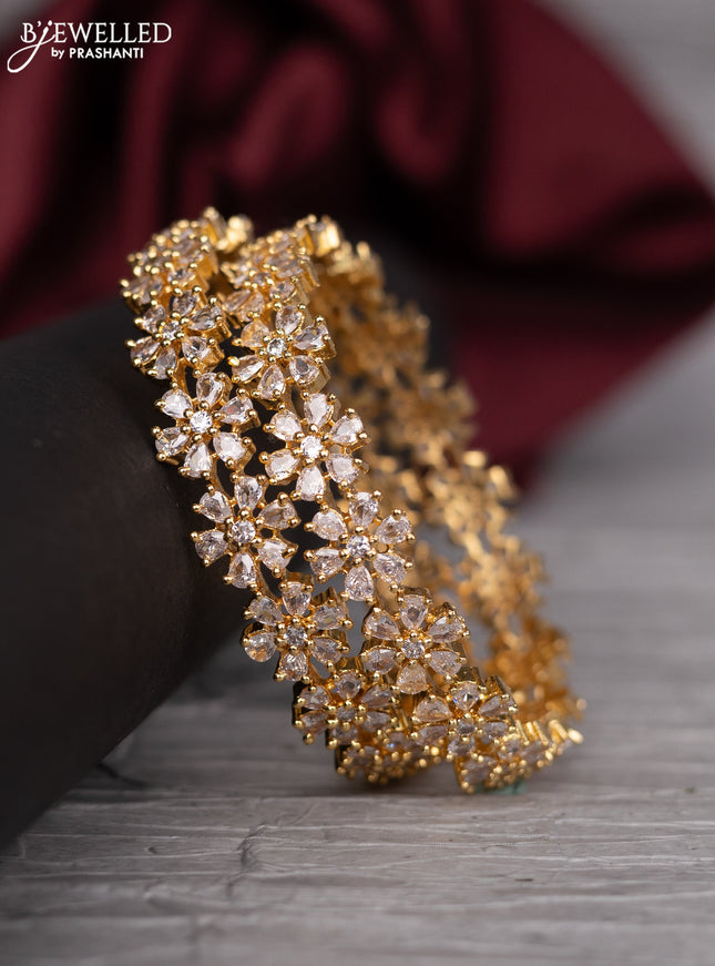 Antique bangle floral design with cz stones
