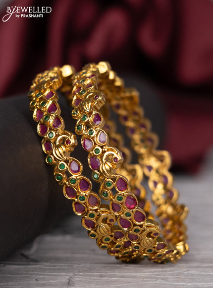 Antique bangle peacock design with kemp stones