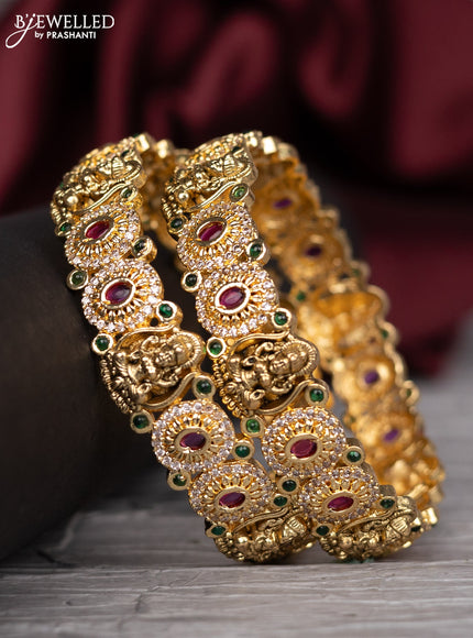 Antique bangle lakshmi design with kemp and cz stones