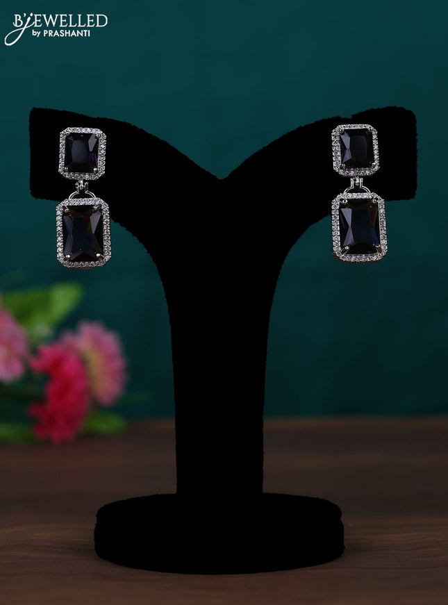 Zircon earring with violet and cz stones