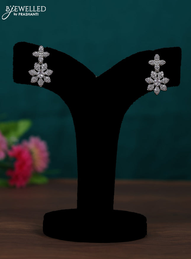 Zircon earring floral design with cz stones