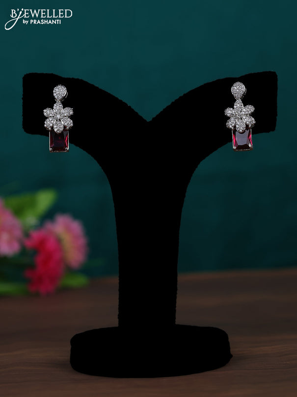 Zircon earring with ruby and cz stones
