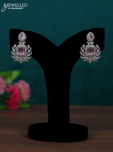 Zircon earring with baby pink and cz stones