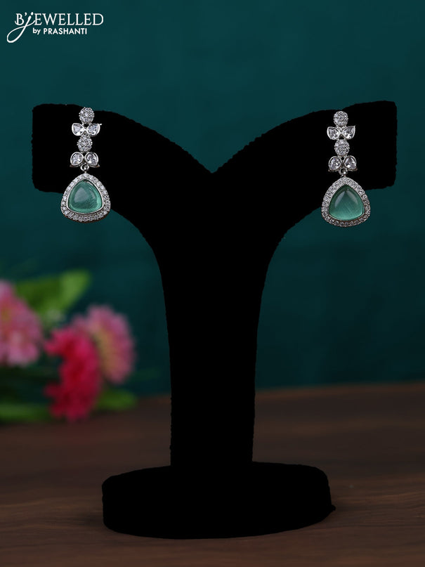 Zircon earring with mint green and cz stones