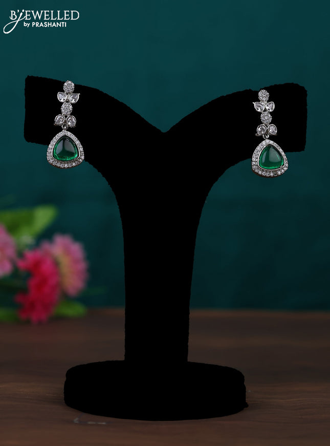Zircon earring with emerald and cz stones