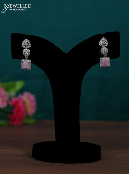Zircon earring with baby pink and cz stones
