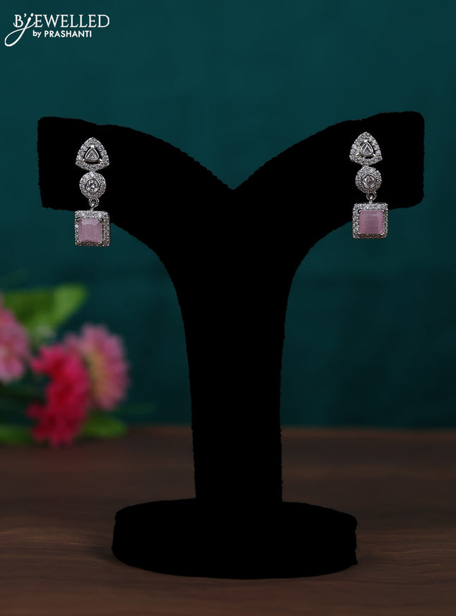 Zircon earring with baby pink and cz stones