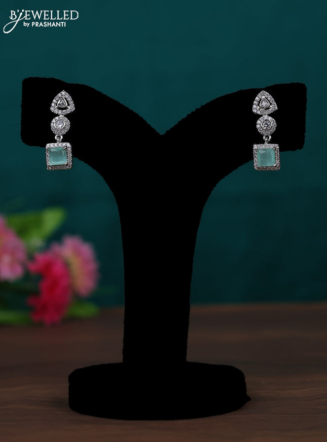 Zircon earring with mint green and cz stones