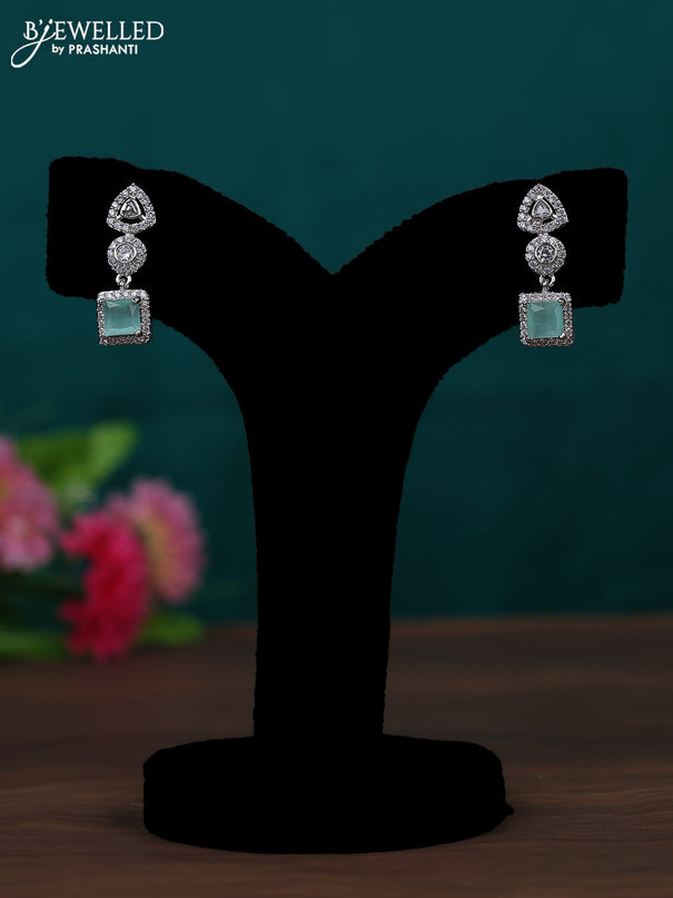 Zircon earring with mint green and cz stones
