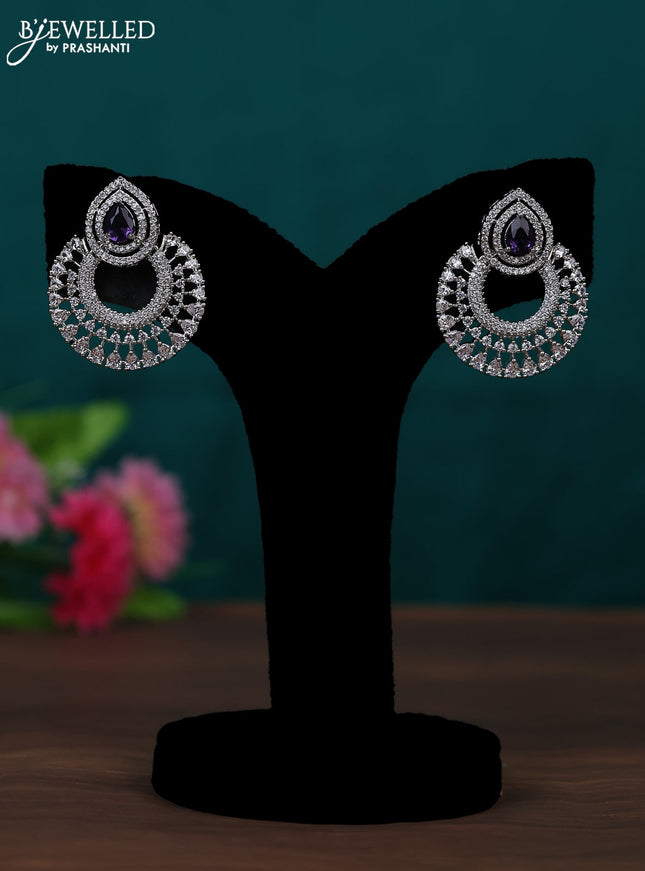 Zircon earring with violet and cz stones