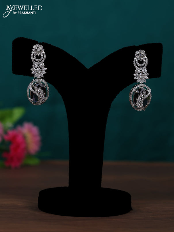 Zircon earring with violet and cz stones