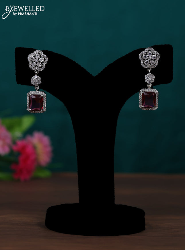 Zircon earring with ruby and cz stones