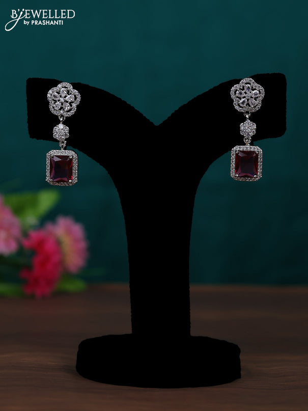 Zircon earring with ruby and cz stones