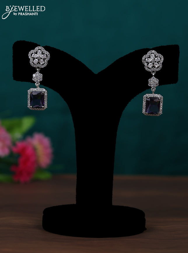 Zircon earring with violet and cz stones