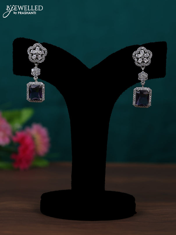 Zircon earring with violet and cz stones