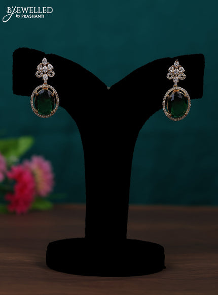Zircon earring with emerald and cz stones in gold finish