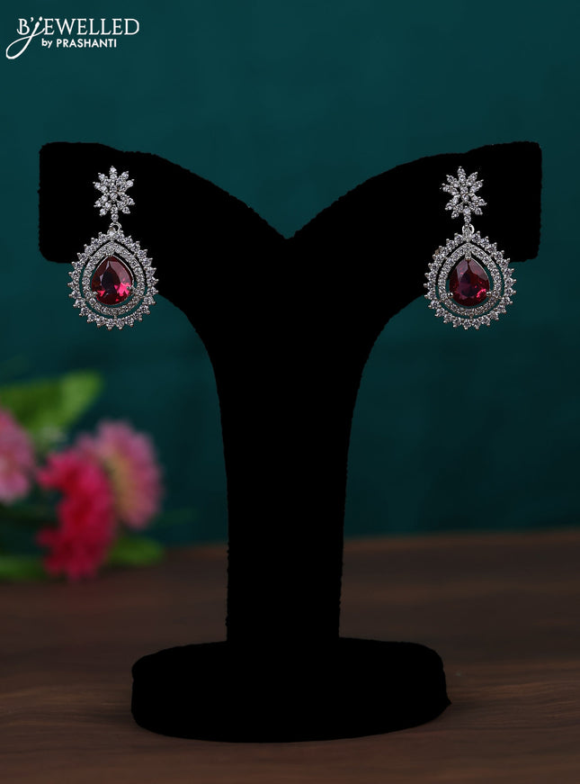 Zircon earring with ruby and cz stones