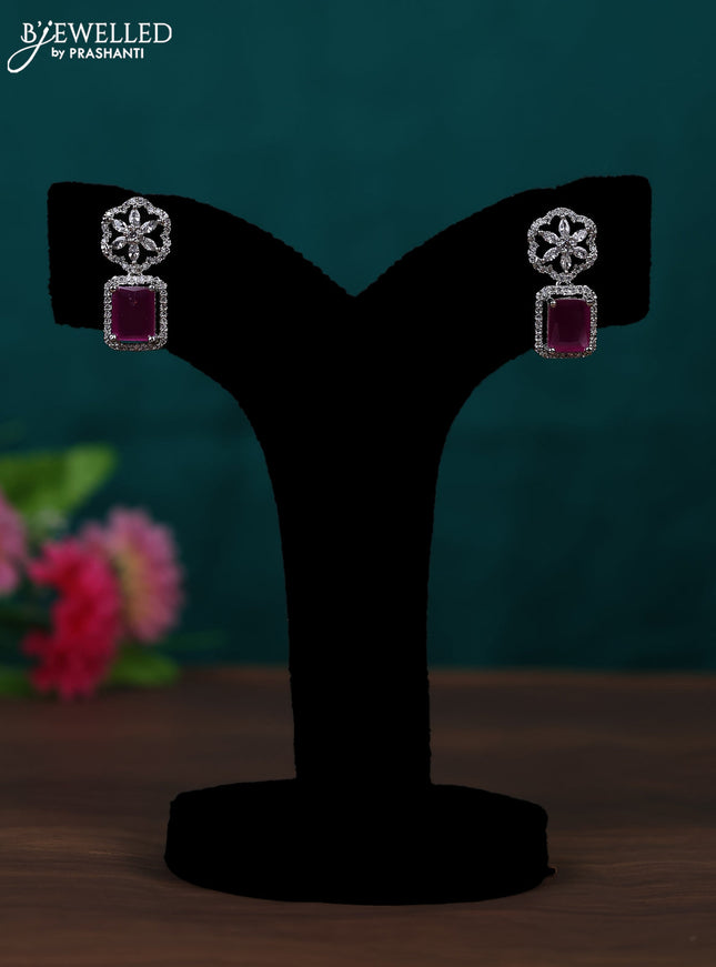 Zircon earring with ruby and cz stones