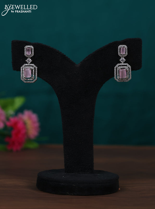 Zircon earring with baby pink and cz stones