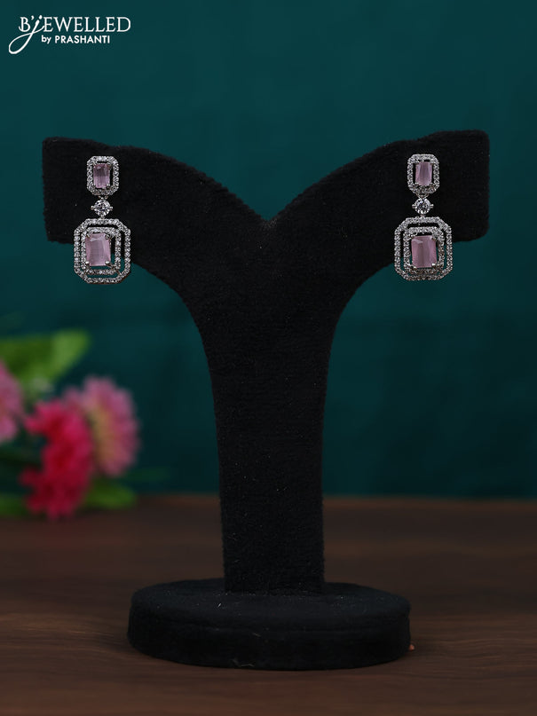 Zircon earring with baby pink and cz stones