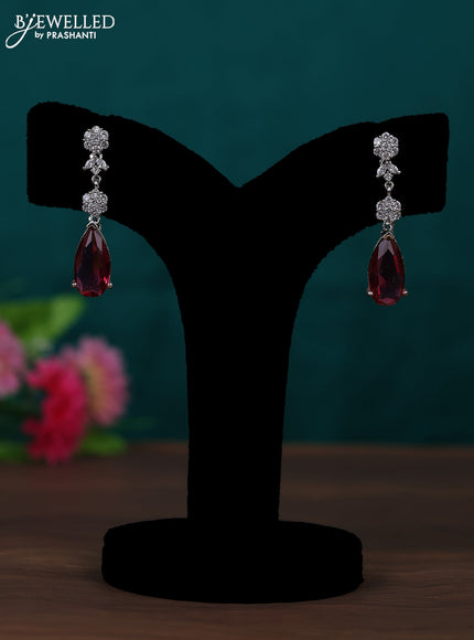 Zircon earring with ruby and cz stones