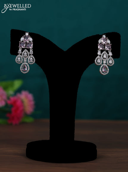 Zircon earring with baby pink and cz stones