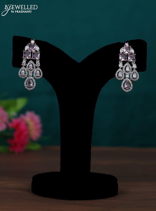 Zircon earring with baby pink and cz stones