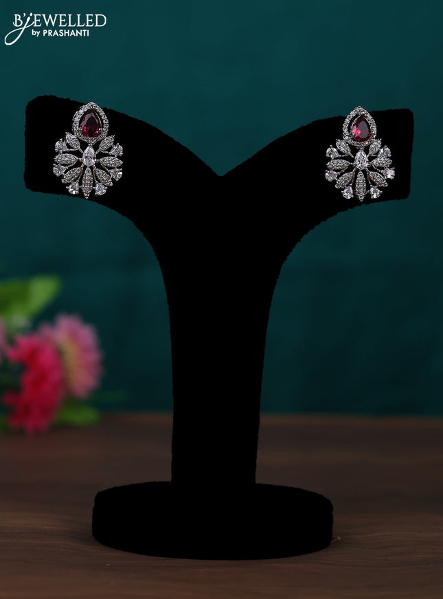 Zircon earring with ruby and cz stones