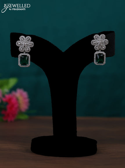 Zircon earring with emerald and cz stones