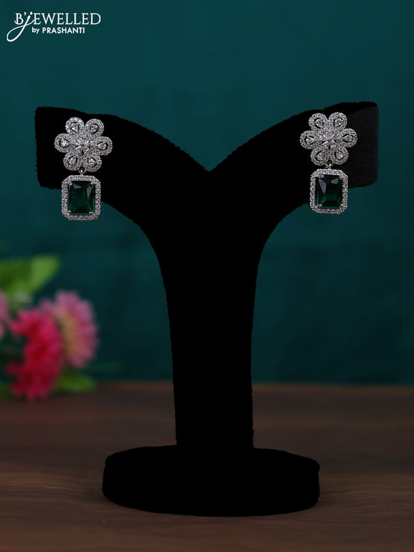 Zircon earring with emerald and cz stones