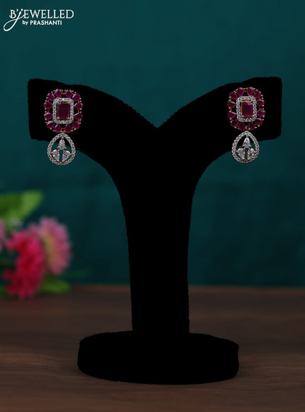 Zircon earring with ruby and cz stones