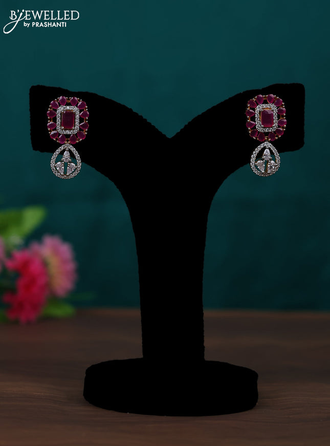 Zircon earring with ruby and cz stones