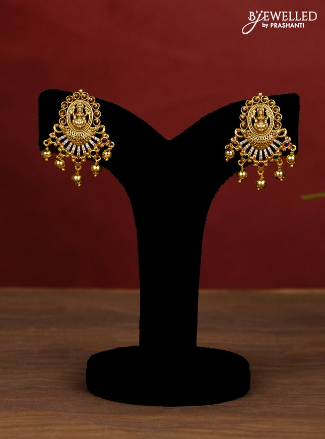 Jaipur crystal beaded multilayer red necklace with lakshmi pendant