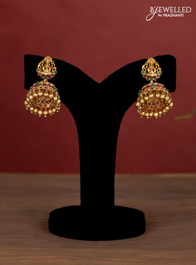 Jaipur crystal beaded multilayer yellow necklace with lakshmi pendant