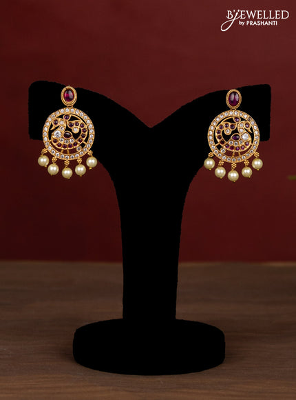 Jaipur crystal beaded multilayer red necklace with swan pendant