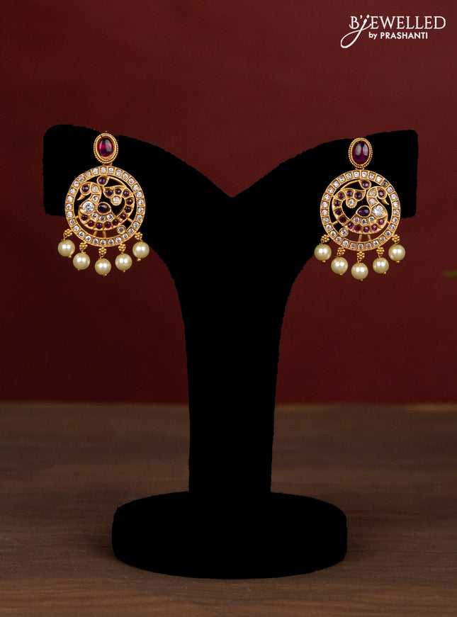 Jaipur crystal beaded multilayer red necklace with swan pendant