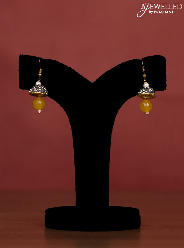 Jaipur multilayer beaded light yellow necklace without earing