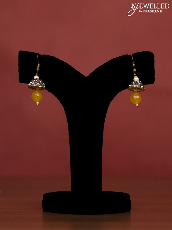 Jaipur multilayer beaded light yellow necklace without earing