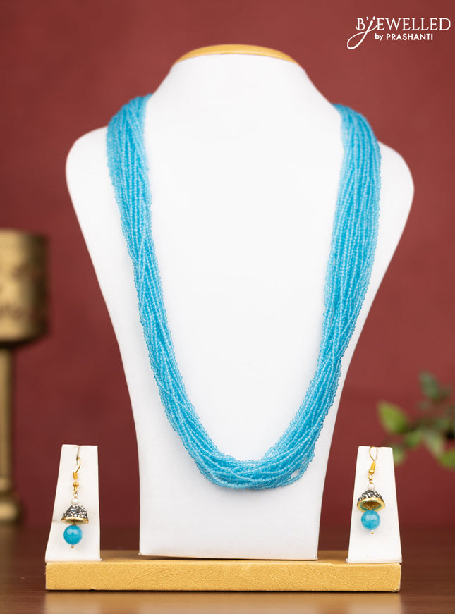 Jaipur multilayer beaded light blue necklace