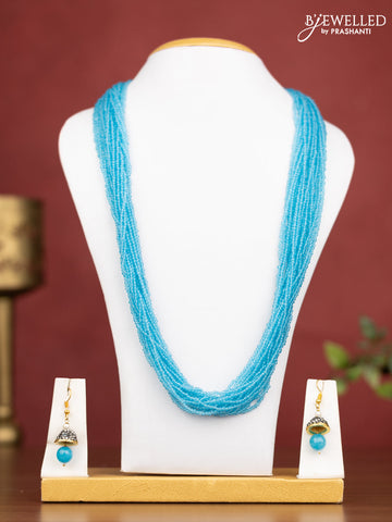 Jaipur multilayer beaded light blue necklace