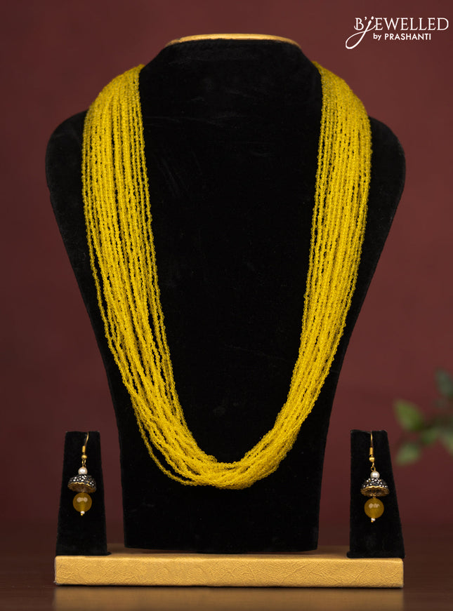 Jaipur multilayer beaded yellow necklace