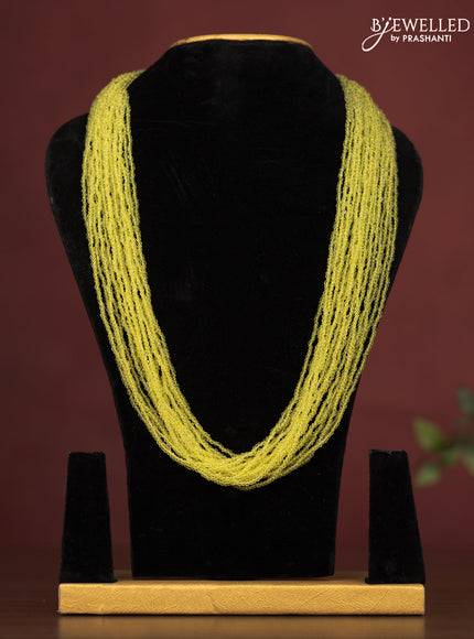 Jaipur multilayer beaded light yellow necklace without earing