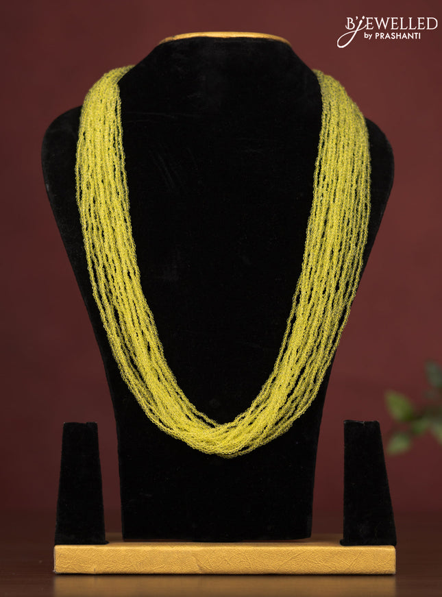 Jaipur multilayer beaded light yellow necklace without earing