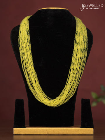 Jaipur multilayer beaded light yellow necklace without earing