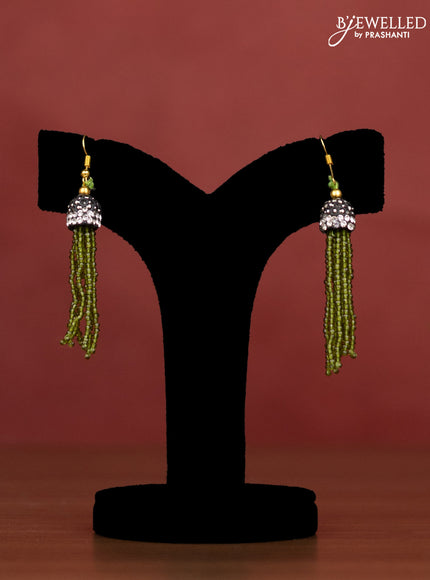 Jaipur multilayer beaded green necklace with crystal beads