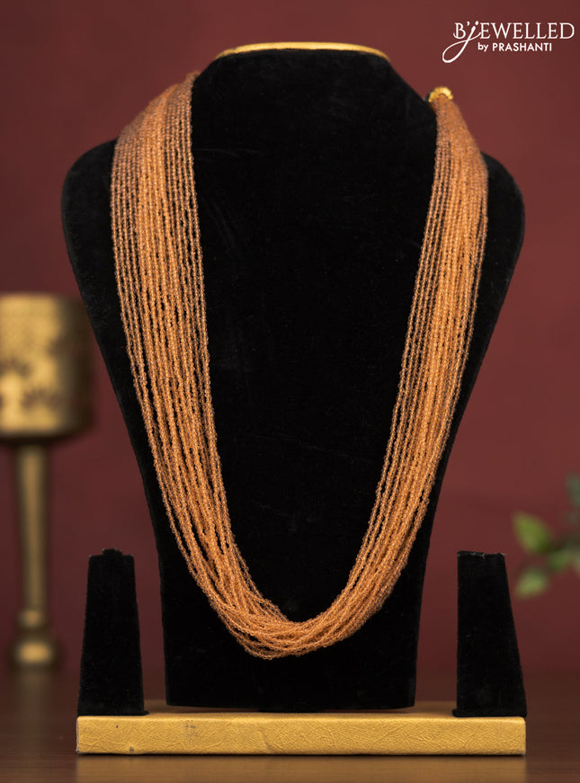 Jaipur multilayer beaded orange necklace without earings